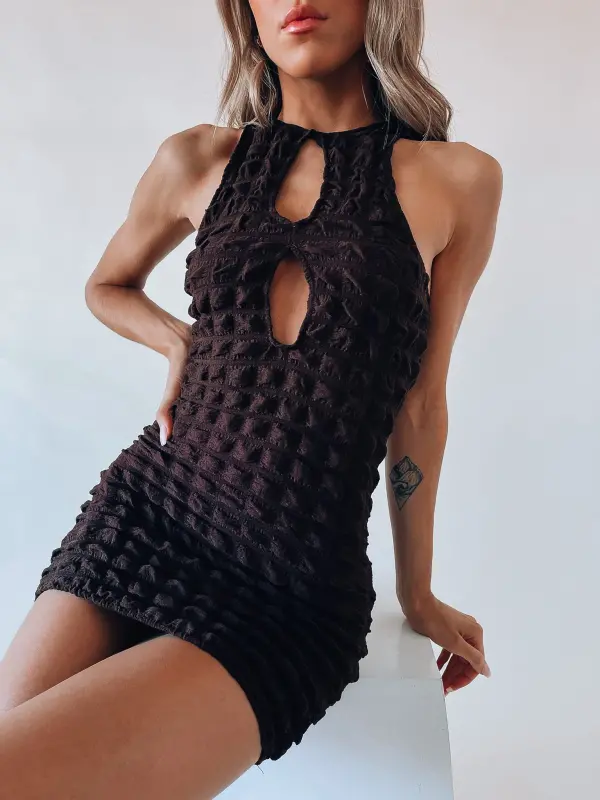 Alannah Bubble Dress In Chocolate