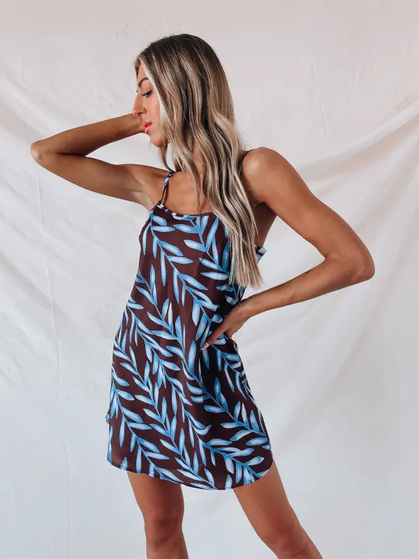 Capella Leaf Print Silk Dress