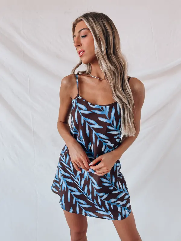 Capella Leaf Print Silk Dress