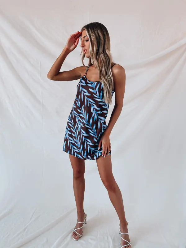 Capella Leaf Print Silk Dress