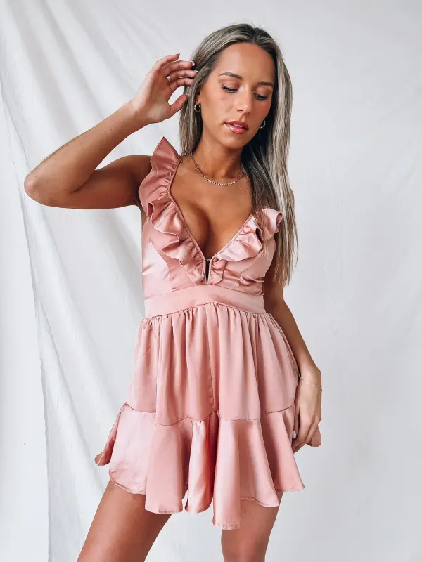 Whitnie Silk Ruffled Romper