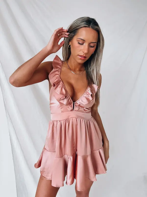 Whitnie Silk Ruffled Romper