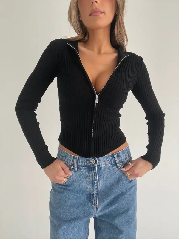 Alisha Ribbed Zip Up