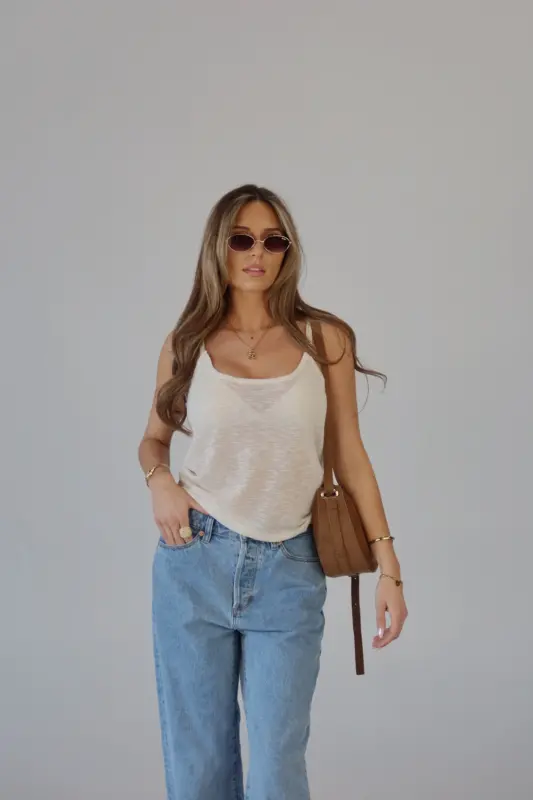 Elena Relaxed Tank in Cream