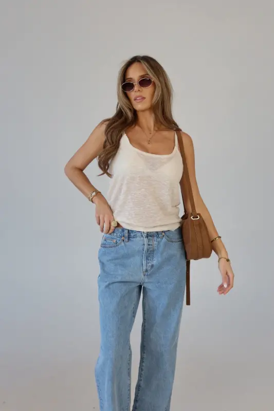 Elena Relaxed Tank in Cream