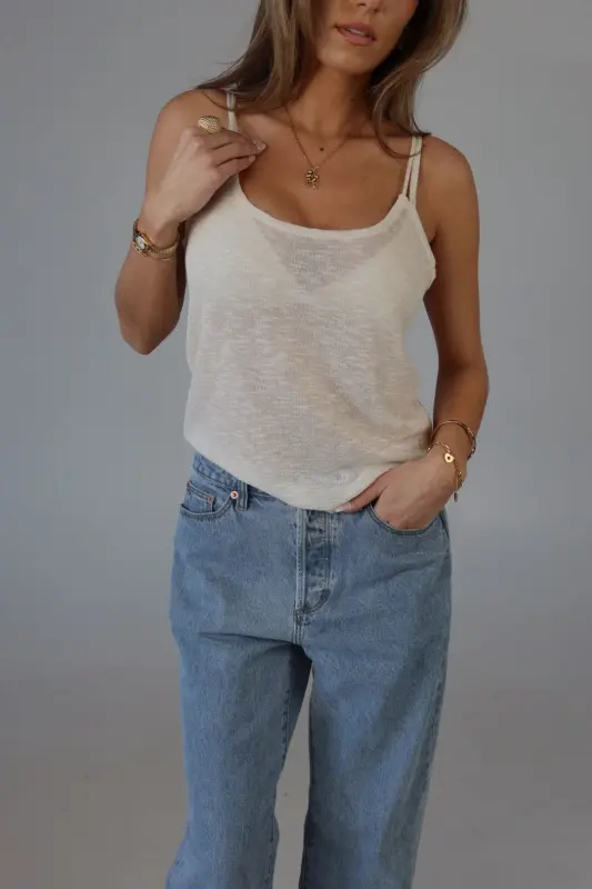 Elena Relaxed Tank in Cream